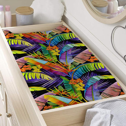 Colorful Leaves Tropical Pattern Print Changing Pad Cover