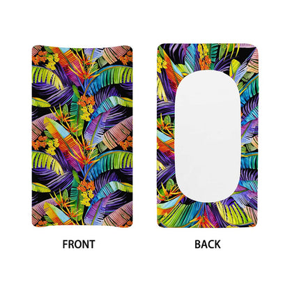 Colorful Leaves Tropical Pattern Print Changing Pad Cover