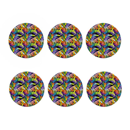 Colorful Leaves Tropical Pattern Print Coaster Set