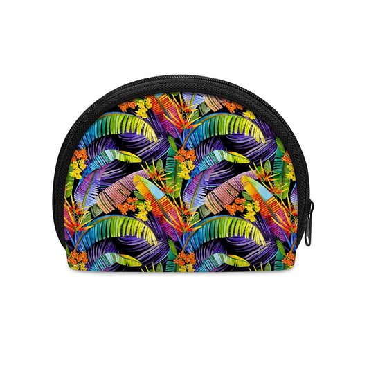 Colorful Leaves Tropical Pattern Print Coin Purse