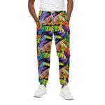 Colorful Leaves Tropical Pattern Print Cotton Pants