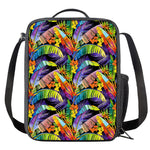 Colorful Leaves Tropical Pattern Print Crossbody Lunch Bag