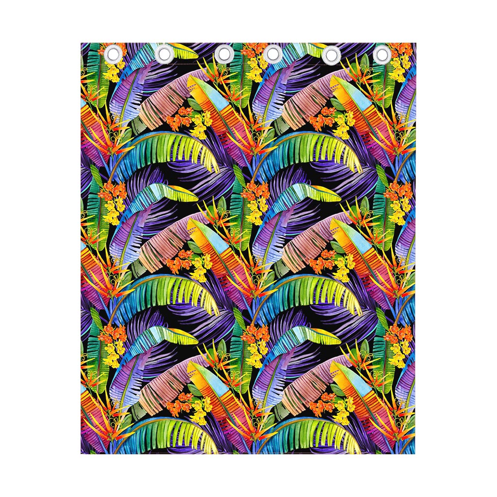 Colorful Leaves Tropical Pattern Print Curtain