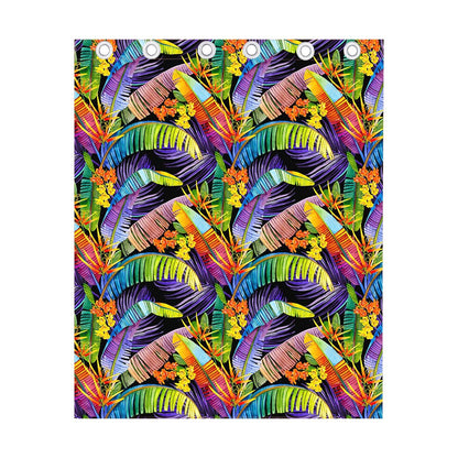 Colorful Leaves Tropical Pattern Print Curtain