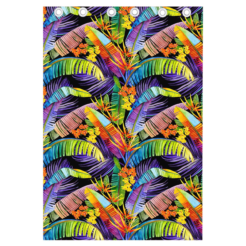 Colorful Leaves Tropical Pattern Print Curtain