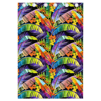 Colorful Leaves Tropical Pattern Print Curtain