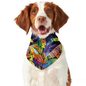 Colorful Leaves Tropical Pattern Print Dog Bandana