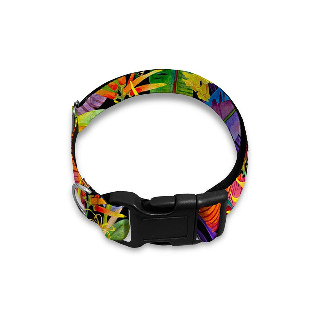 Colorful Leaves Tropical Pattern Print Dog Collar
