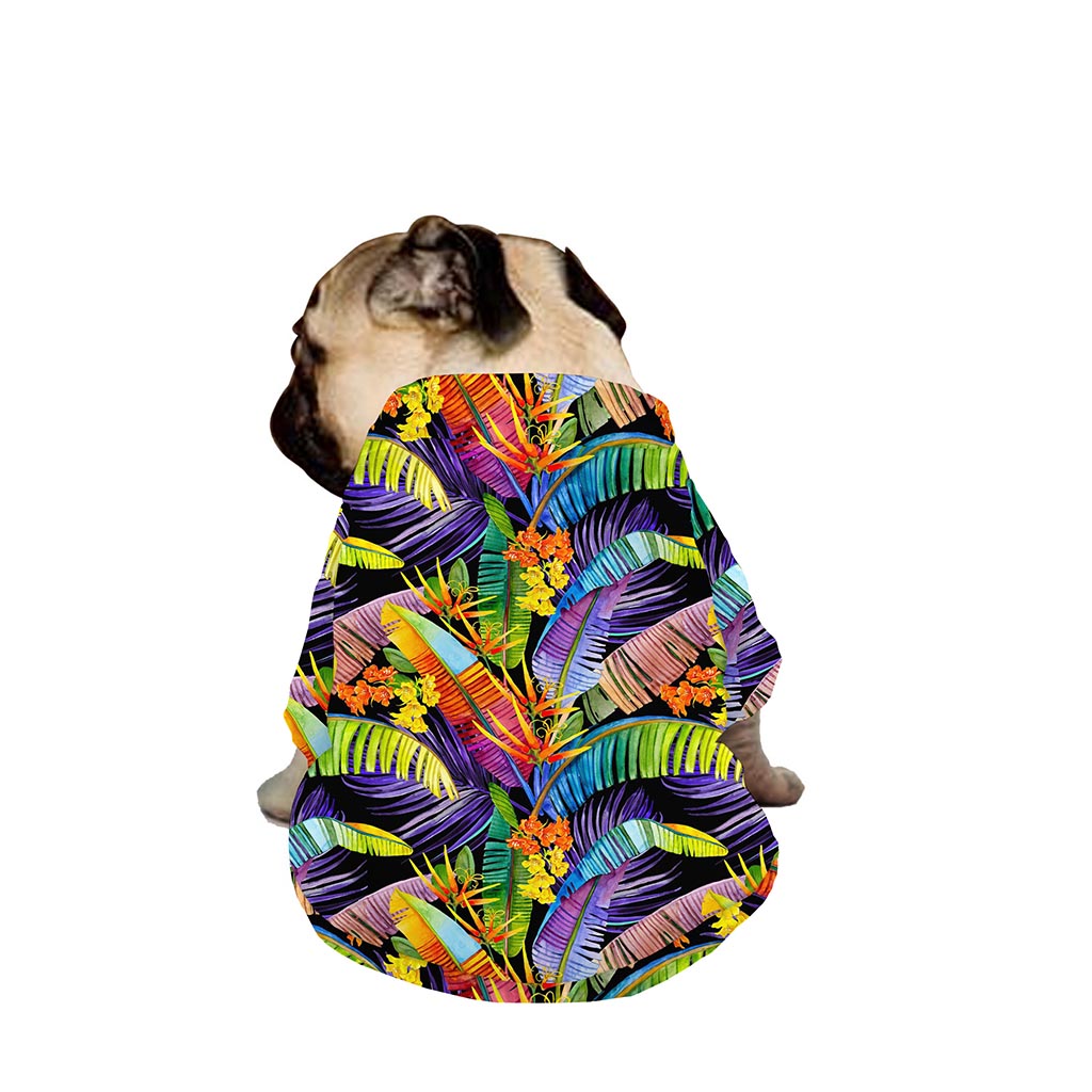 Colorful Leaves Tropical Pattern Print Dog Zip Up Jacket