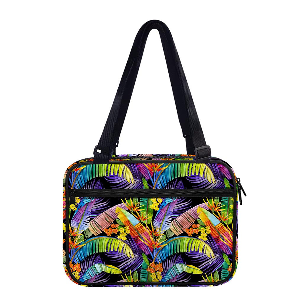 Colorful Leaves Tropical Pattern Print Double Strap Bible Bag