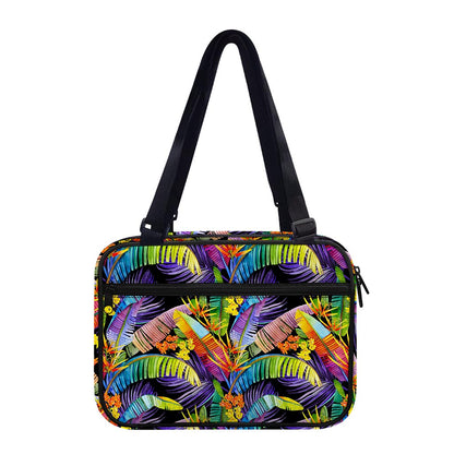 Colorful Leaves Tropical Pattern Print Double Strap Bible Bag