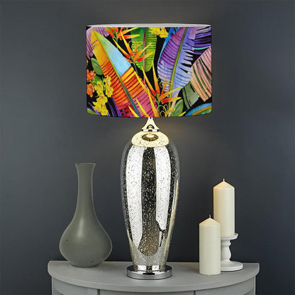 Colorful Leaves Tropical Pattern Print Drum Lamp Shade