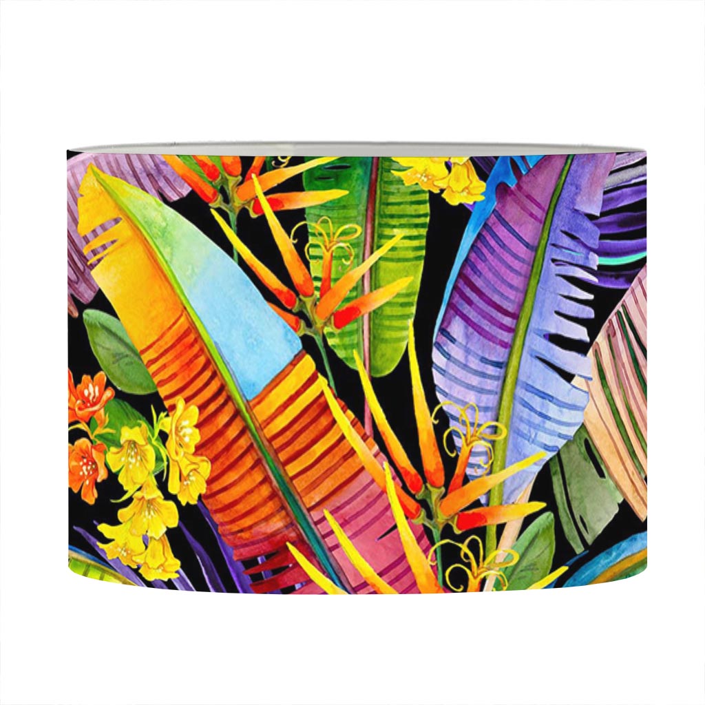 Colorful Leaves Tropical Pattern Print Drum Lamp Shade