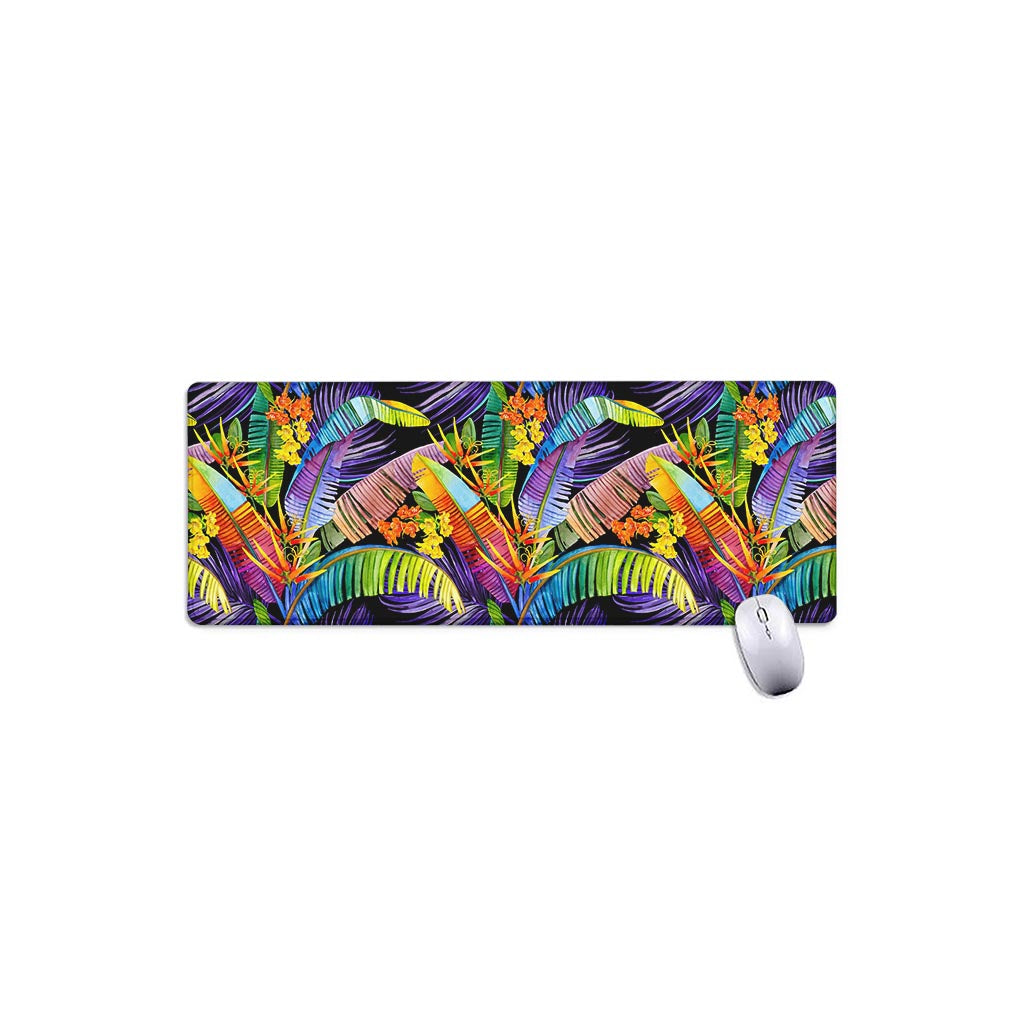 Colorful Leaves Tropical Pattern Print Extended Mouse Pad