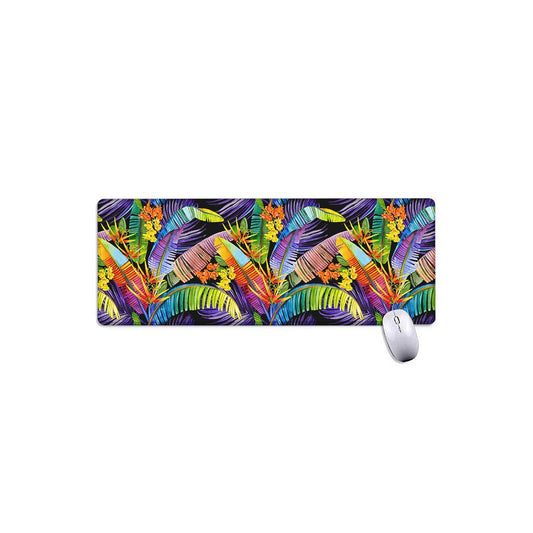 Colorful Leaves Tropical Pattern Print Extended Mouse Pad