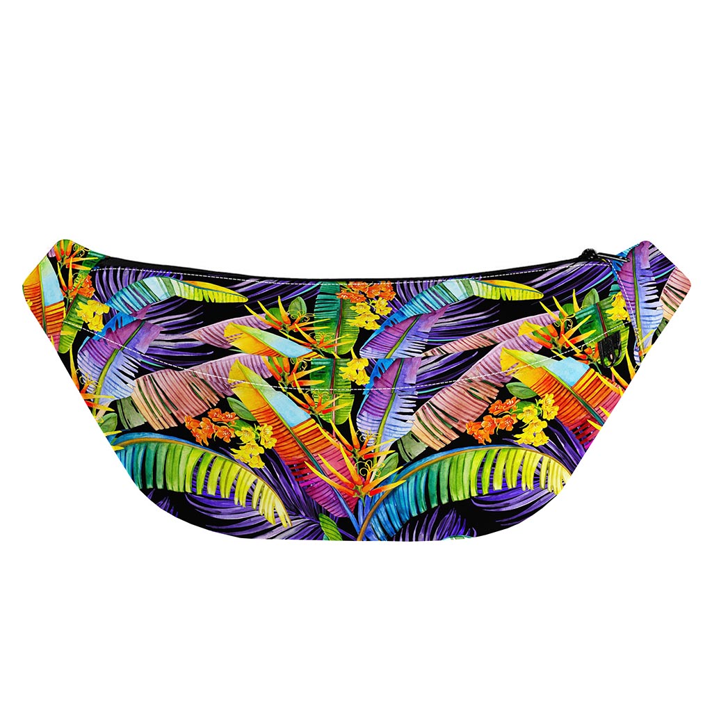 Colorful Leaves Tropical Pattern Print Fanny Pack