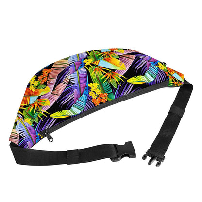 Colorful Leaves Tropical Pattern Print Fanny Pack