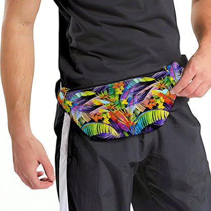 Colorful Leaves Tropical Pattern Print Fanny Pack