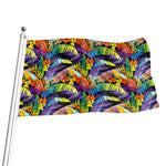 Colorful Leaves Tropical Pattern Print Flag