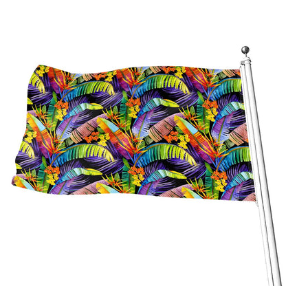 Colorful Leaves Tropical Pattern Print Flag