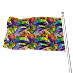Colorful Leaves Tropical Pattern Print Flag