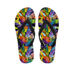 Colorful Leaves Tropical Pattern Print Flip Flops