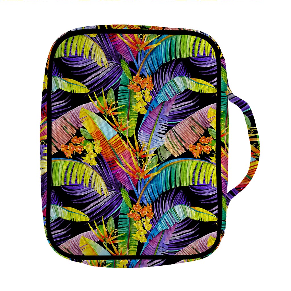 Colorful Leaves Tropical Pattern Print Front Pocket Bible Bag