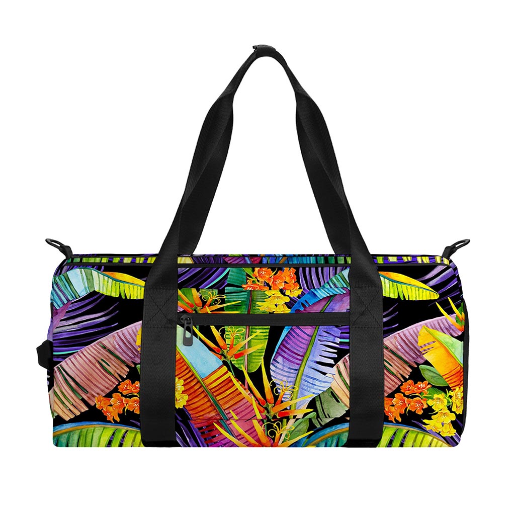 Colorful Leaves Tropical Pattern Print Gym Bag
