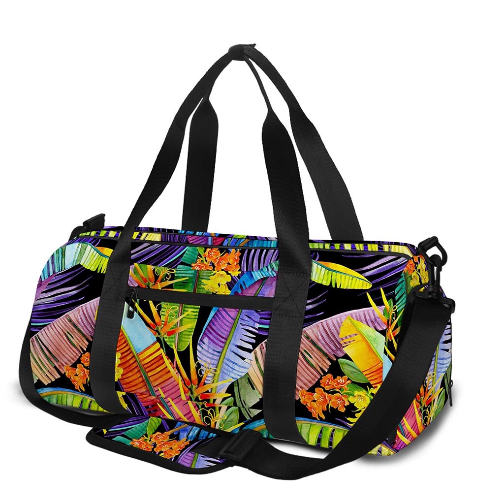 Colorful Leaves Tropical Pattern Print Gym Bag