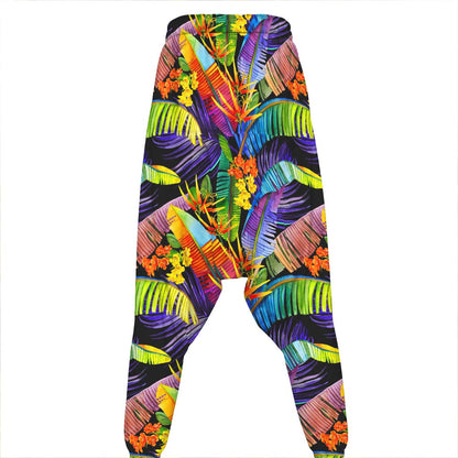 Colorful Leaves Tropical Pattern Print Hammer Pants