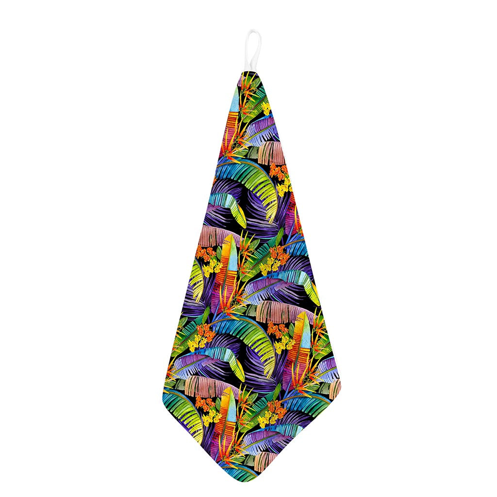 Colorful Leaves Tropical Pattern Print Hand Towel