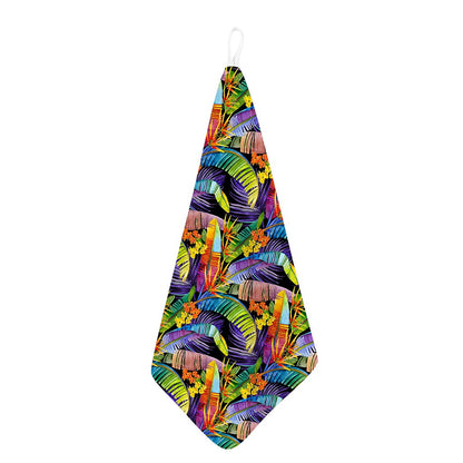 Colorful Leaves Tropical Pattern Print Hand Towel