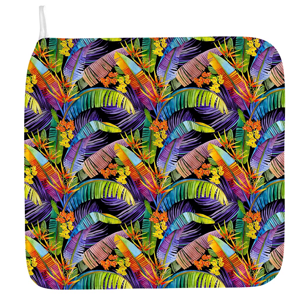 Colorful Leaves Tropical Pattern Print Hand Towel