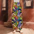 Colorful Leaves Tropical Pattern Print Harem Pants