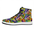 Colorful Leaves Tropical Pattern Print High Top Leather Sneakers