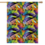 Colorful Leaves Tropical Pattern Print House Flag
