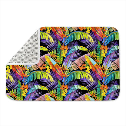 Colorful Leaves Tropical Pattern Print Indoor Door Mat