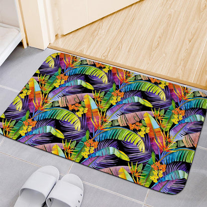 Colorful Leaves Tropical Pattern Print Indoor Door Mat