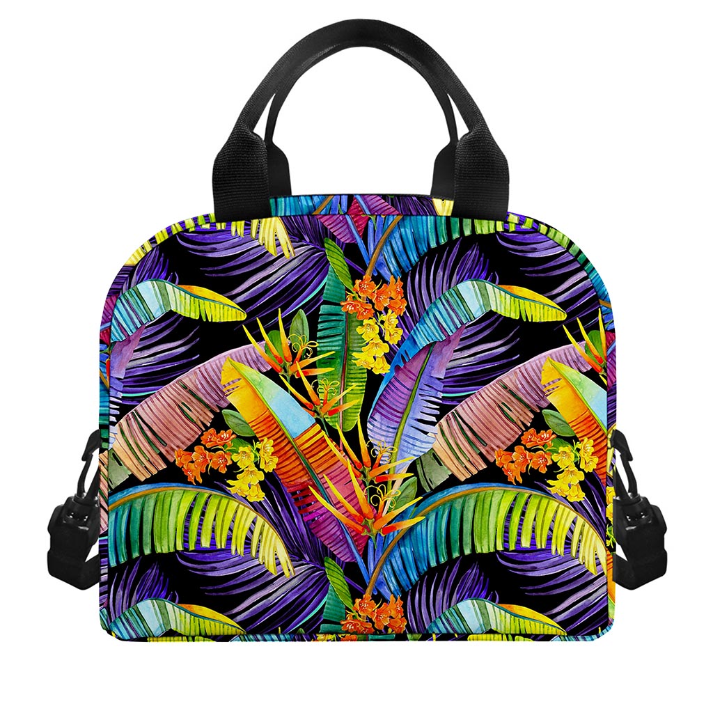 Colorful Leaves Tropical Pattern Print Insulated Lunch Bag