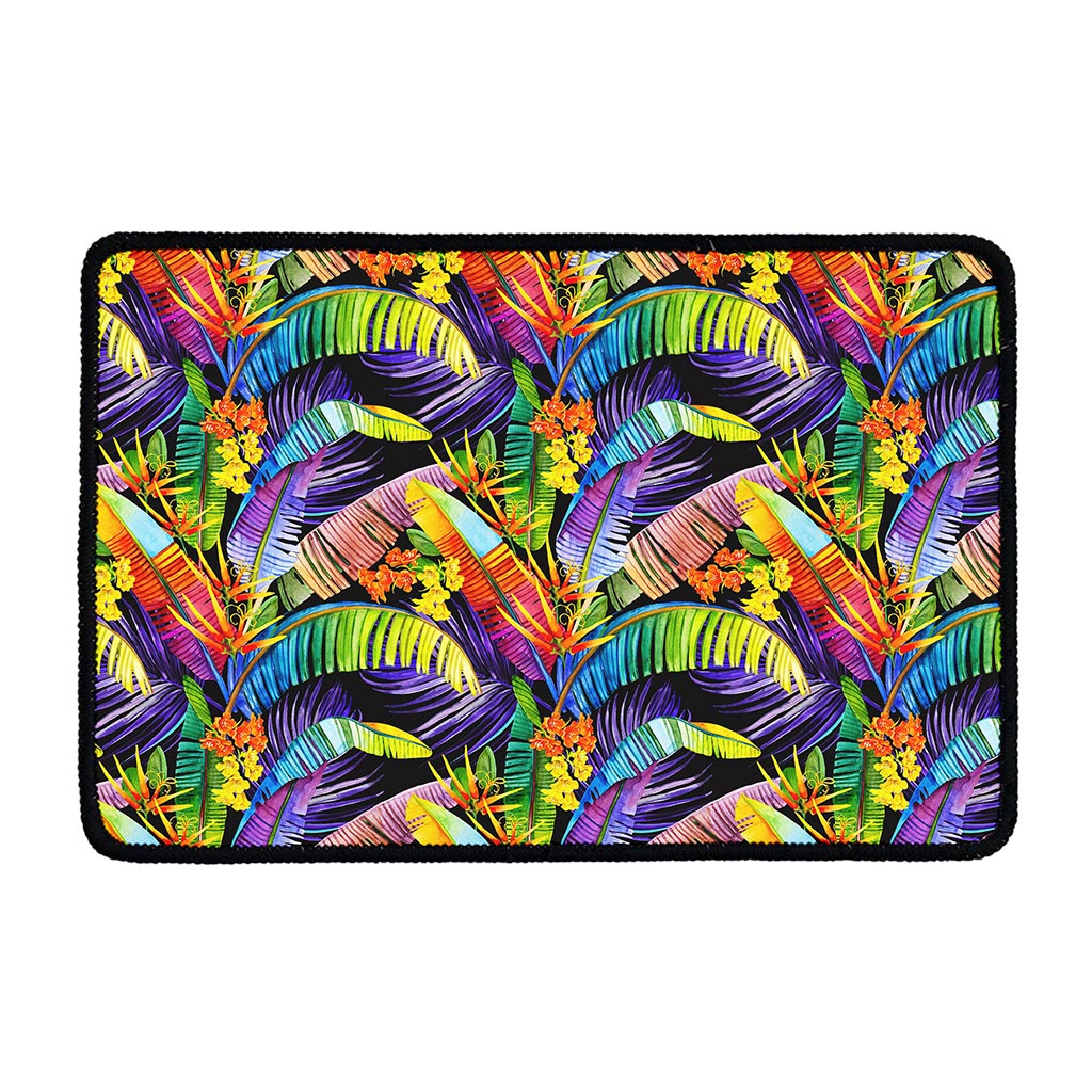 Colorful Leaves Tropical Pattern Print Kitchen Mat