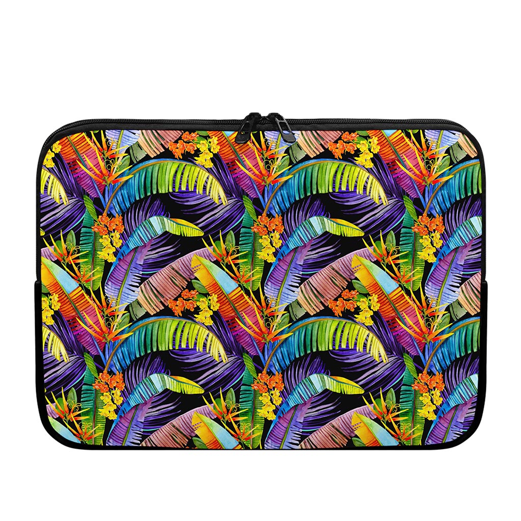 Colorful Leaves Tropical Pattern Print Laptop Sleeve