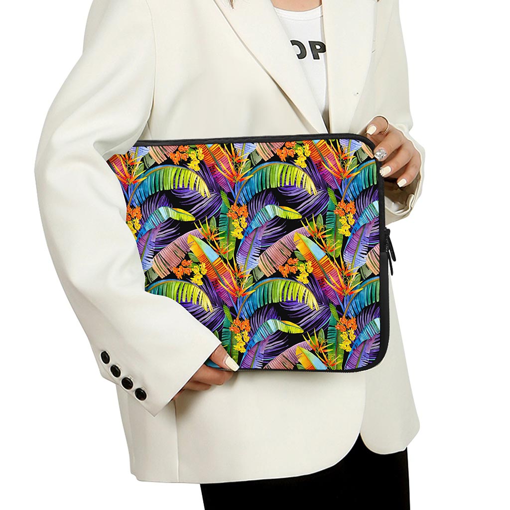Colorful Leaves Tropical Pattern Print Laptop Sleeve