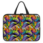 Colorful Leaves Tropical Pattern Print Laptop Sleeve With Handle