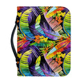 Colorful Leaves Tropical Pattern Print Leather Bible Cover