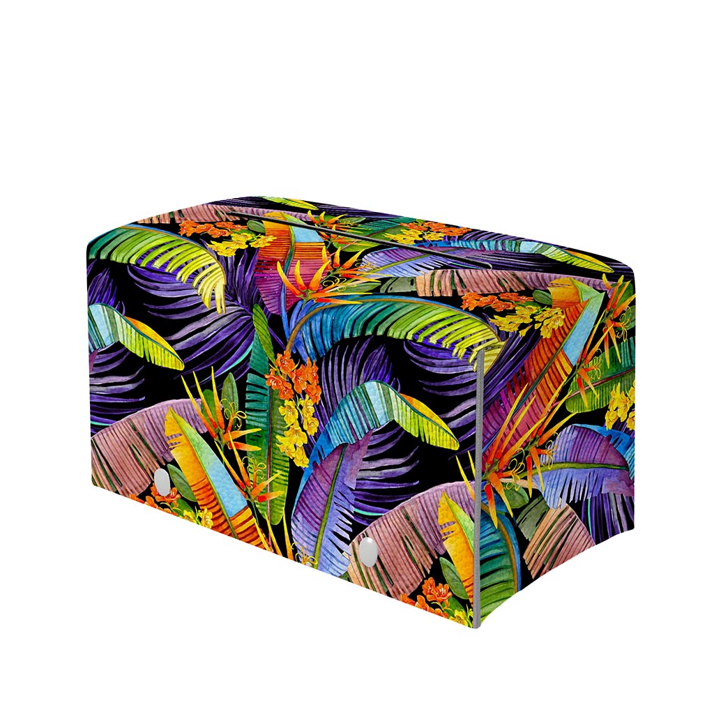 Colorful Leaves Tropical Pattern Print Leather Tissue Box Cover