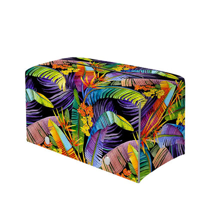 Colorful Leaves Tropical Pattern Print Leather Tissue Box Cover