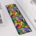 Colorful Leaves Tropical Pattern Print Long Kitchen Mat