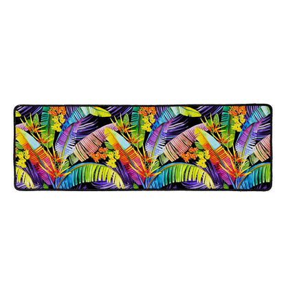 Colorful Leaves Tropical Pattern Print Long Kitchen Mat