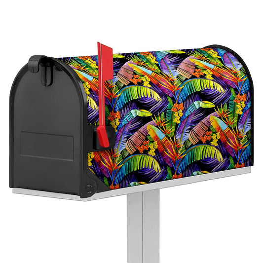 Colorful Leaves Tropical Pattern Print Mailbox Cover