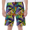 Colorful Leaves Tropical Pattern Print Men's Beach Shorts